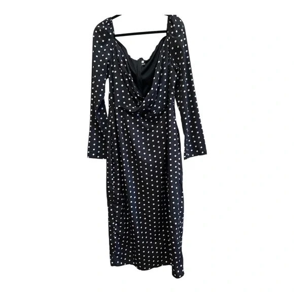Missord Polka Dot Midi Dress 4X Cowl Neck Retro Pinup Wiggle Plus Size - Picture 2 of 7